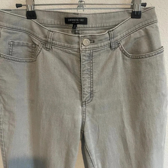 Lafayette 148 New York  High Waist Ankle Straight Leg Jeans Size 8 Gray - Picture 2 of 10